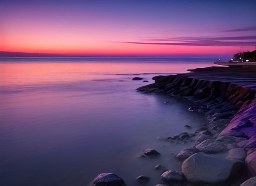 Lake Erie shoreline at sunset