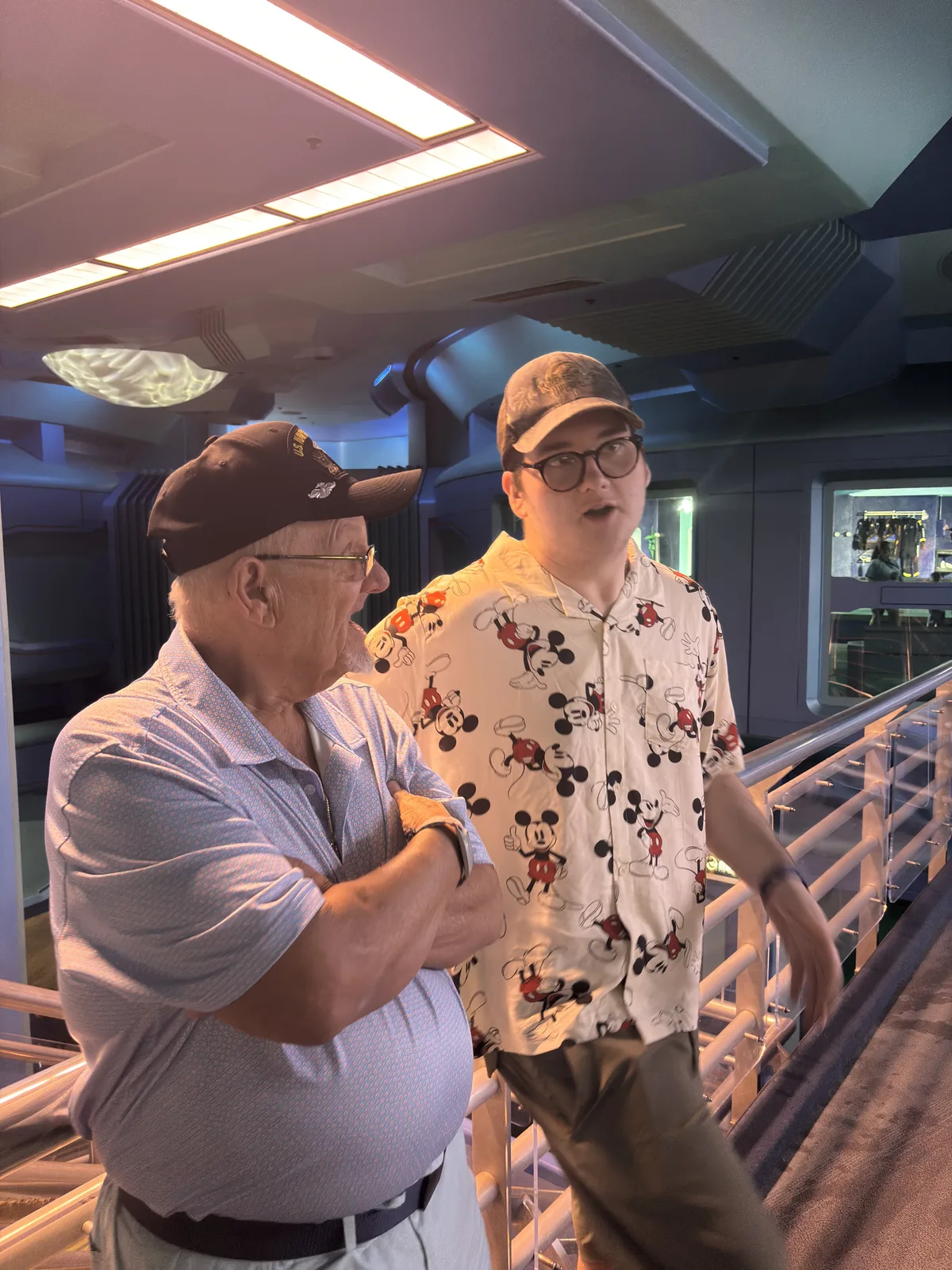 Dennis Myers talks with one of his grandchildren during a family trip.